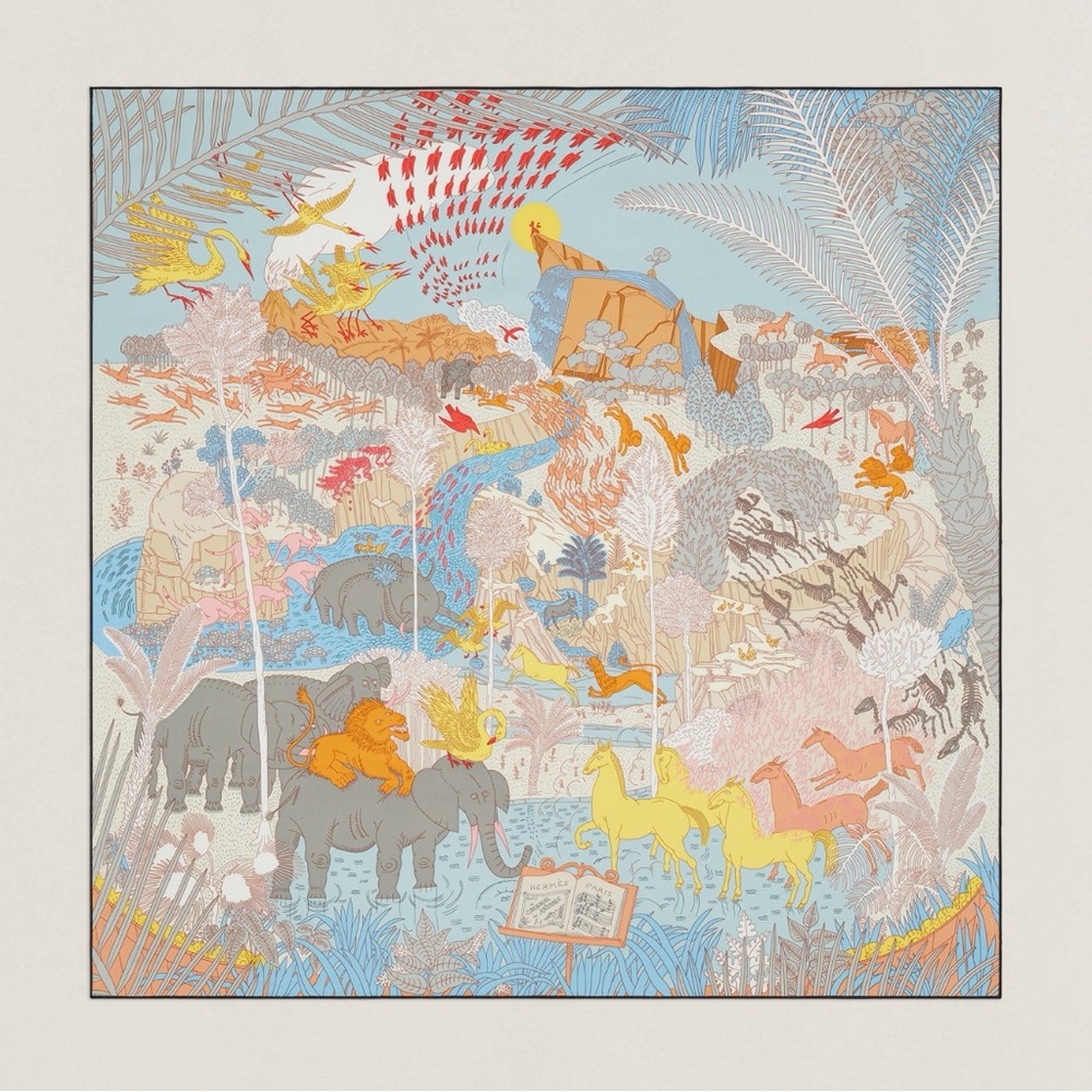 HERMES Le Carnaval des Animaux scarf 90